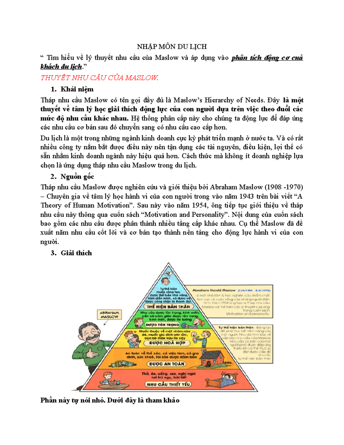 tháp nhu cầu maslow trong du lịch - Hình 3