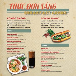 thực đơn ăn sáng quán ca phê