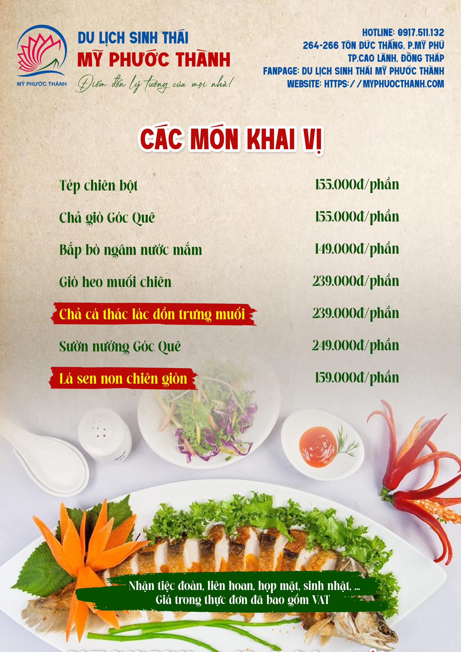 thực đơn của khu du lịch sinh thái mỹ phước thành - Hình 4