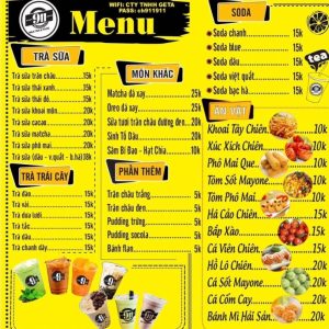 thực đơn mở quán ăn vặt