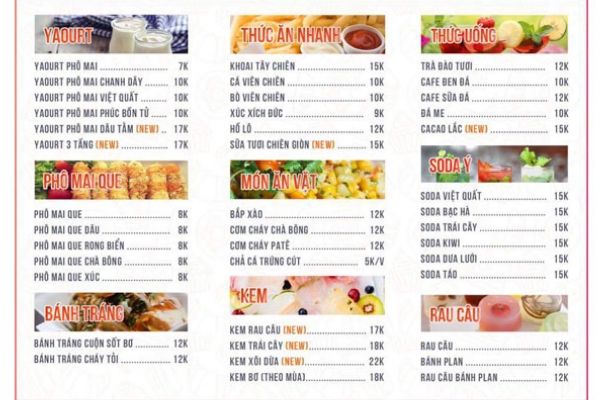 thực đơn mở quán ăn vặt - Hình 5