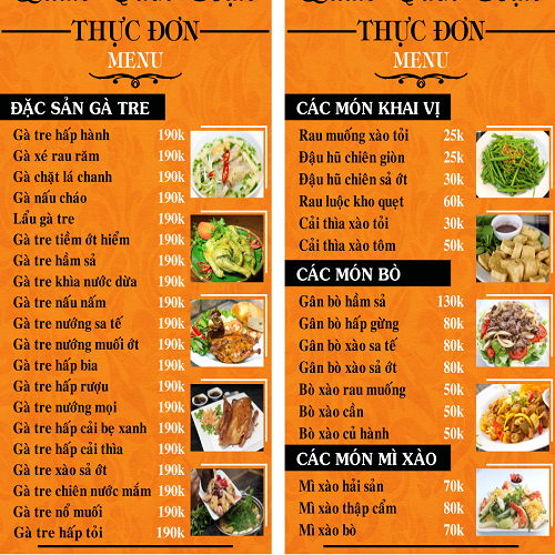 thực đơn món ăn quán nhậu - Hình 1