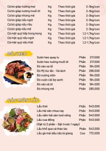 thực đơn nhà hàng quán ăn ngon