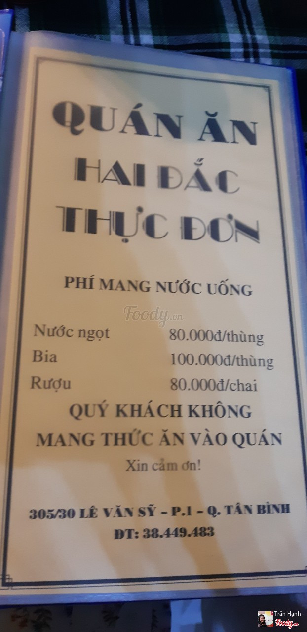 thực đơn quán ăn hai đắc - Hình 3