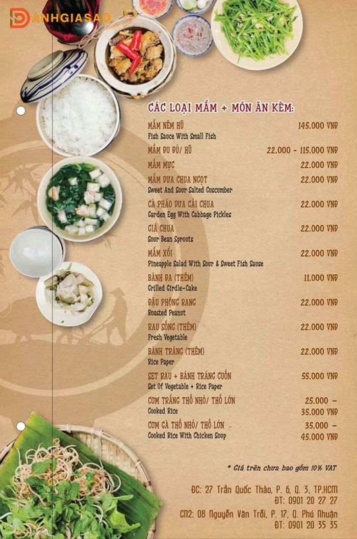 thực đơn quán ăn mười khó - Hình 2