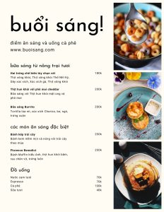 thực đơn quán ăn sáng