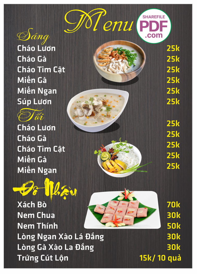 thực đơn quán ăn sáng - Hình 4