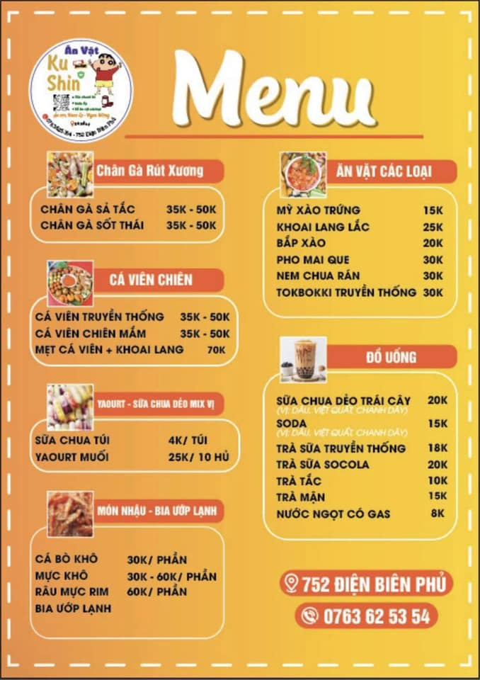 thực đơn quán ăn vặt shin - Hình 2