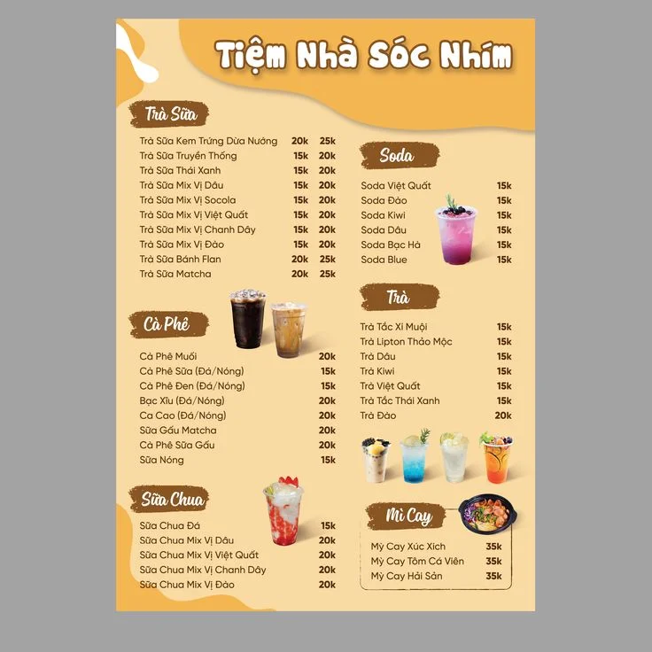 thực đơn quán trà sữa ăn vặt - Hình 2
