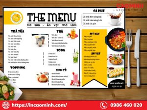 thực đơn quán trà sữa ăn vặt