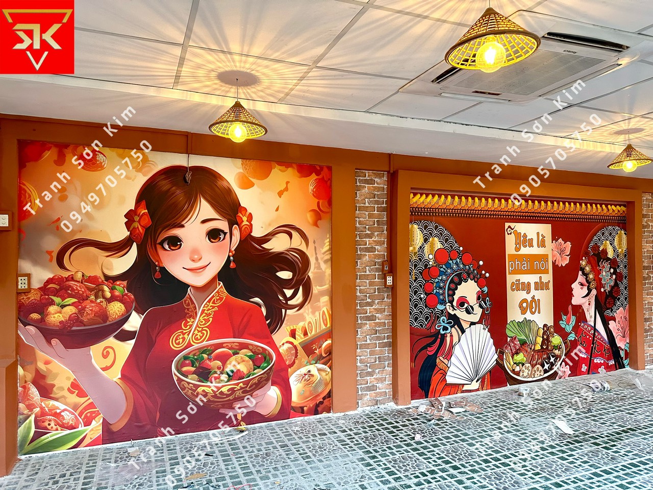 tranh dán tường quán ăn - Hình 3
