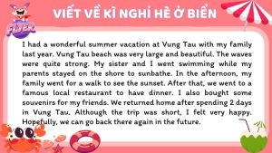 viết về đi du lịch bằng tiếng anh ngắn gọn lớp 5