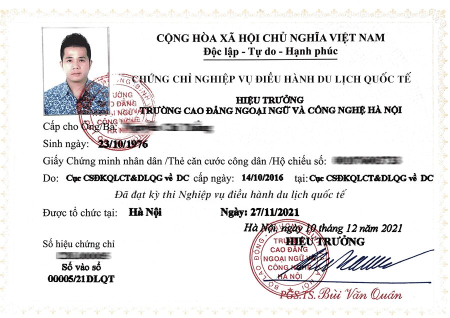 chứng chỉ điều hành du lịch