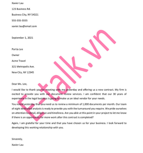 email cảm ơn bằng tiếng Anh sau tour - Hình 2