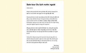 email chúc khách hàng trước chuyến đi