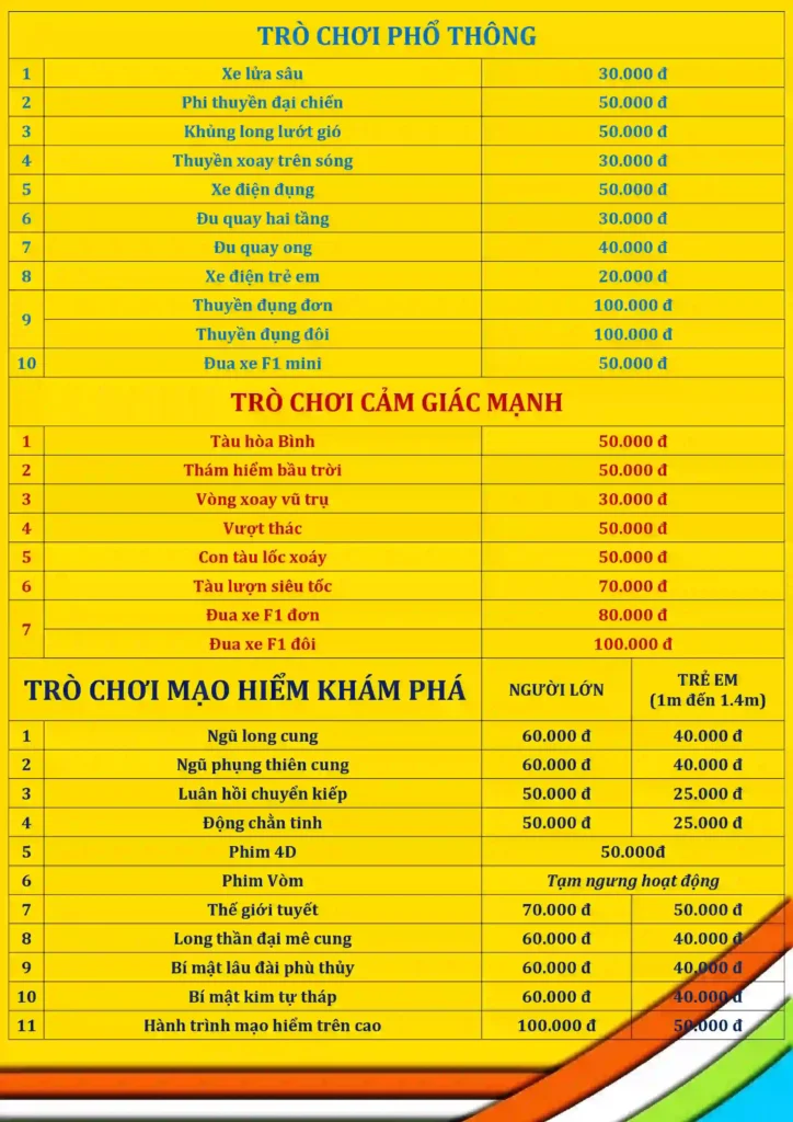 giá vé khu du lịch đại nam