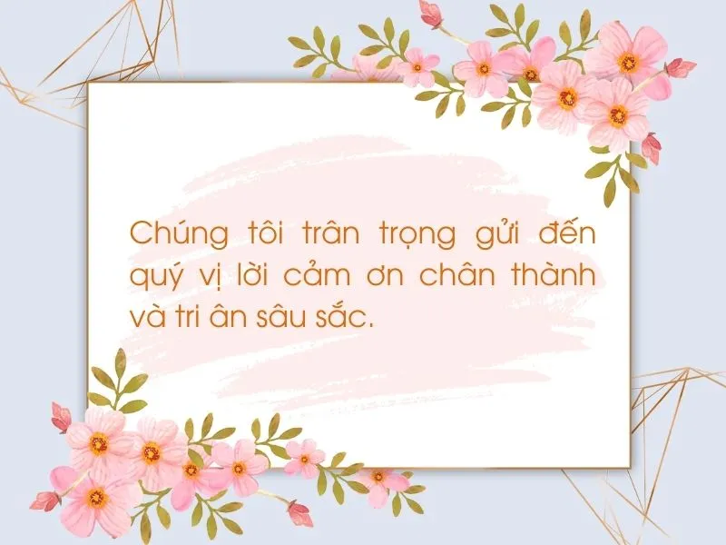 lời cảm ơn nhà tài trợ chuyến đi