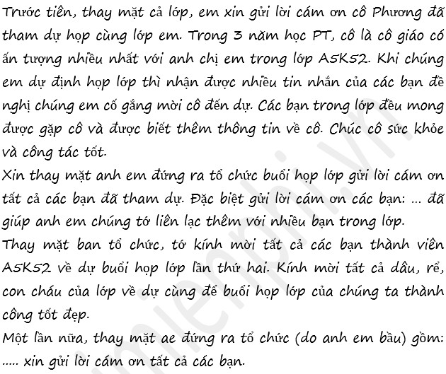 lời cảm ơn sau chuyến du lịch họp lớp - Hình 2