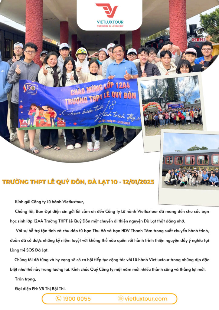 lời cảm ơn sau tour Đà Lạt
