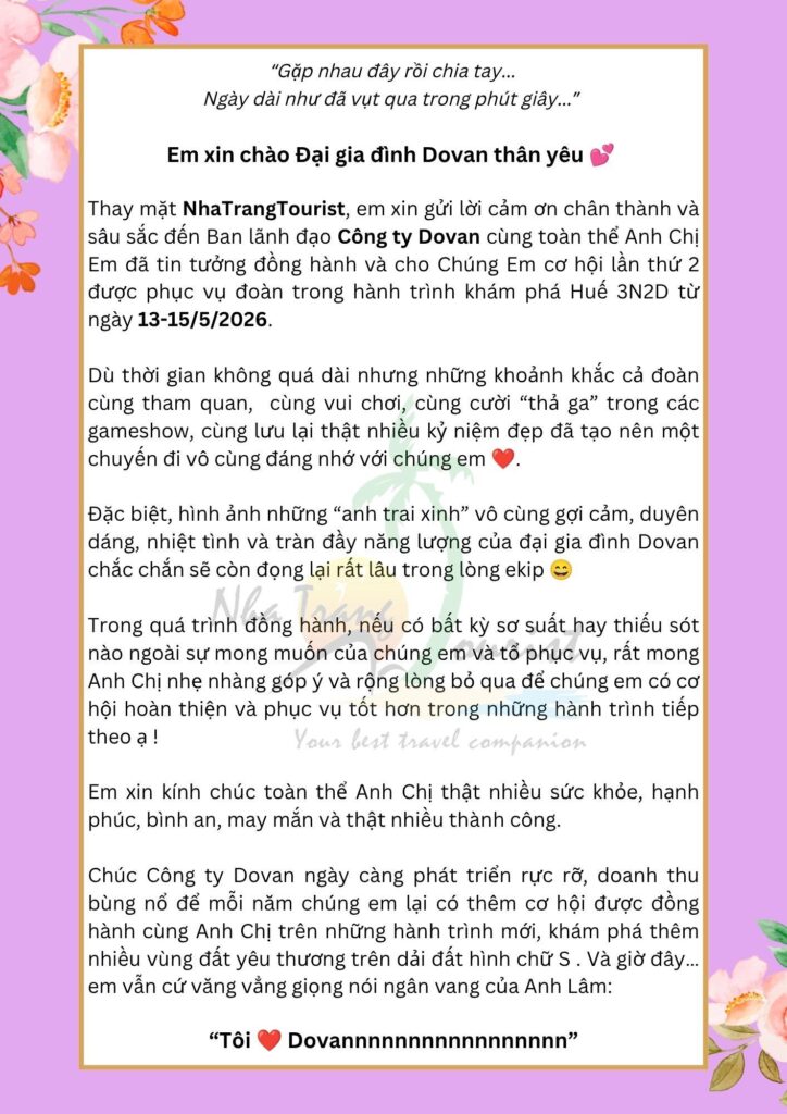 lời cảm ơn sau tour Huế - Hình 4
