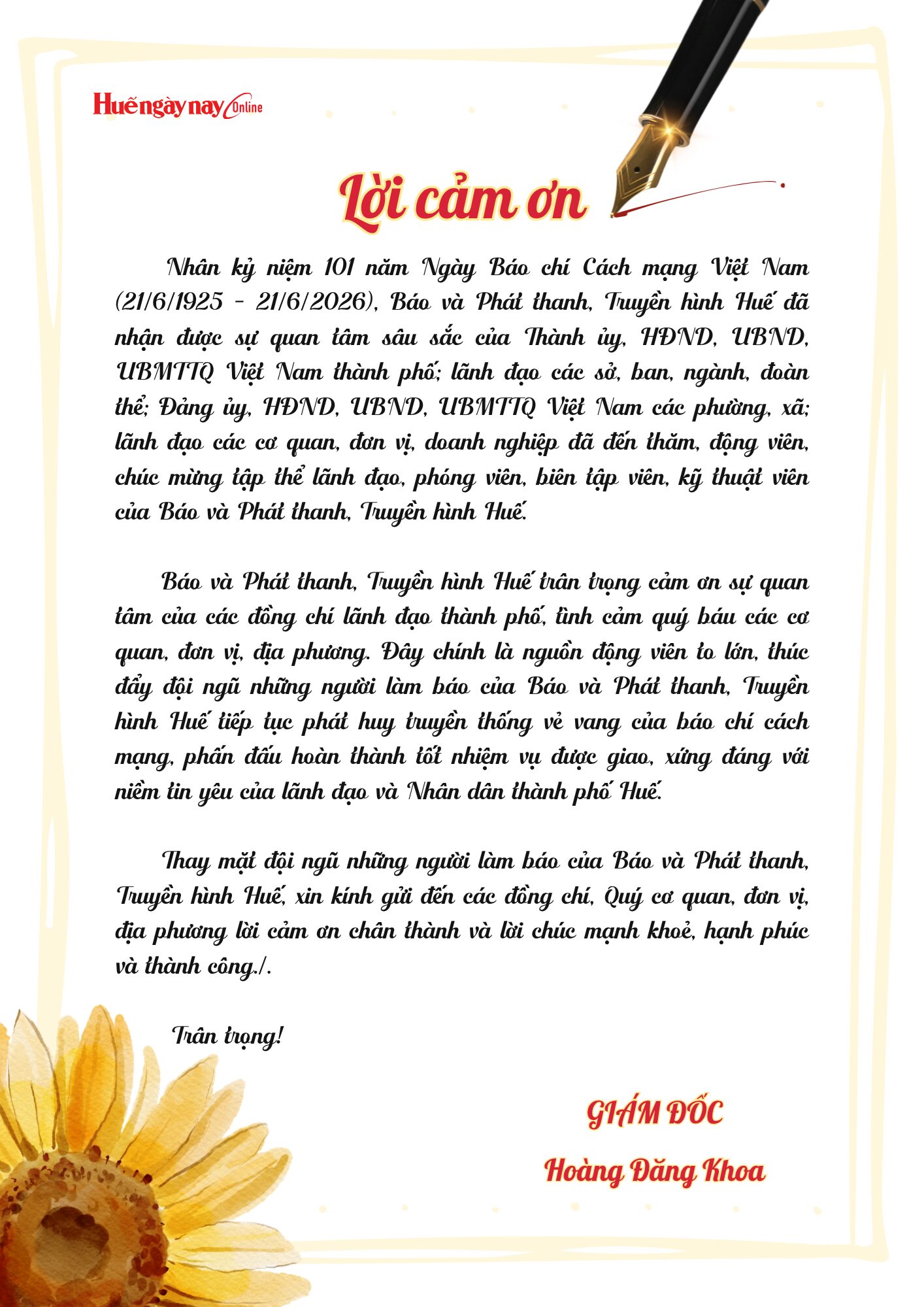 lời cảm ơn sau tour Huế - Hình 1