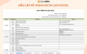 mẫu lập kế hoạch đi du lịch excel