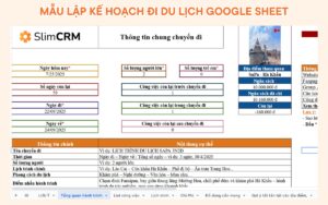 mẫu lập kế hoạch đi du lịch google sheet