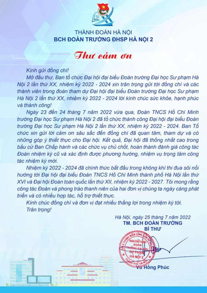 mẫu lời cảm ơn dành cho trưởng đoàn