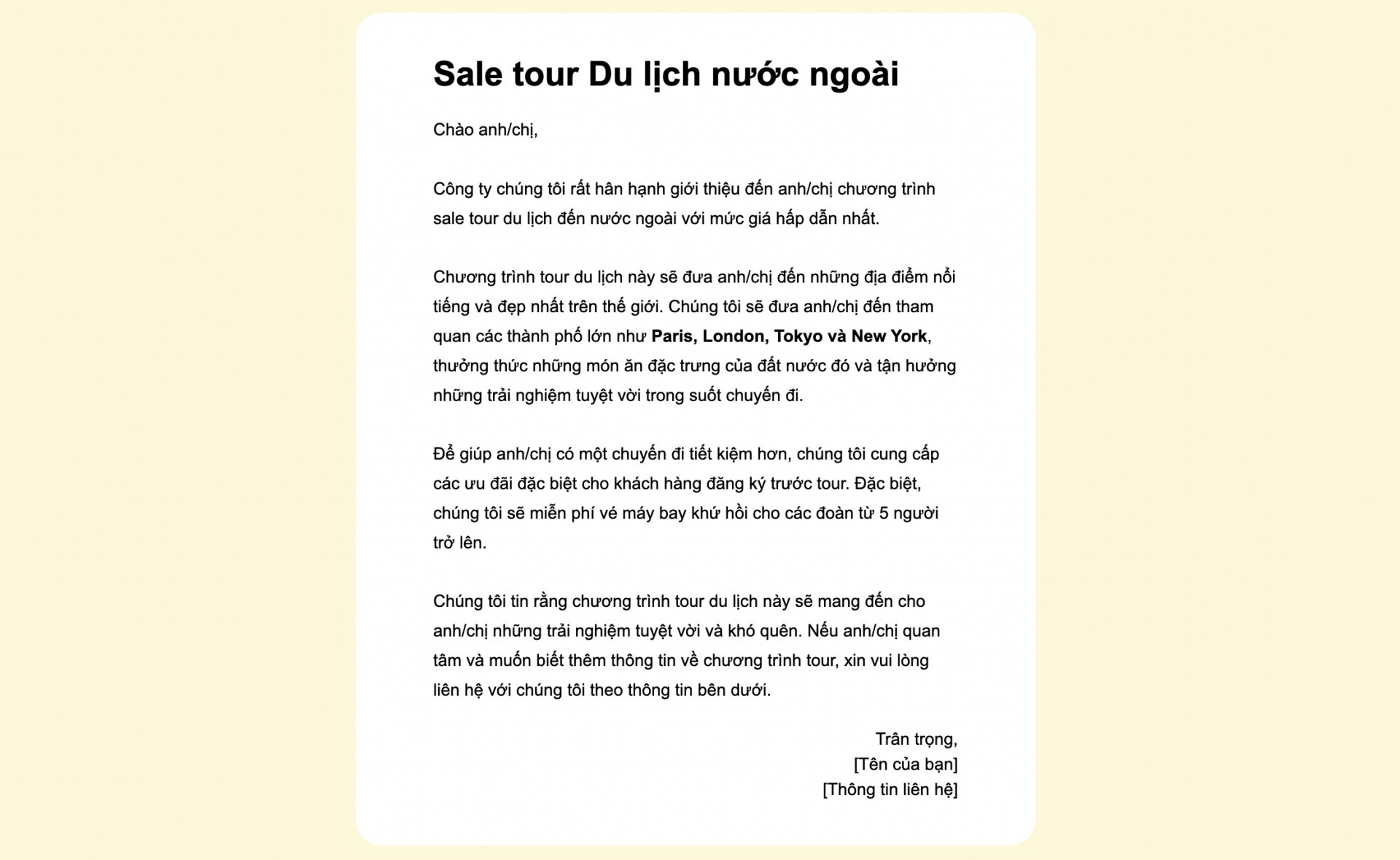 mẫu lời chúc khách hàng trước tour - Hình 2