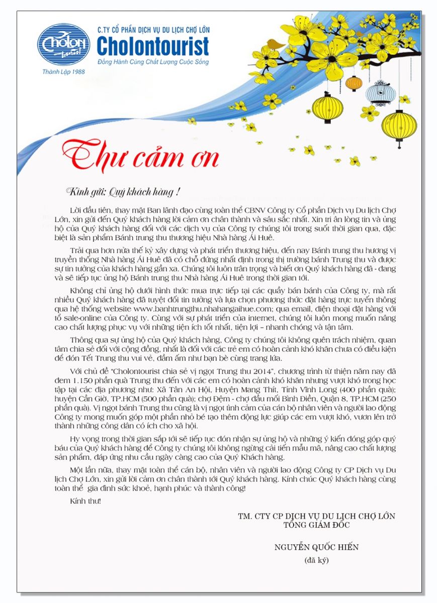 mẫu thư cảm ơn khách du lịch - Hình 2