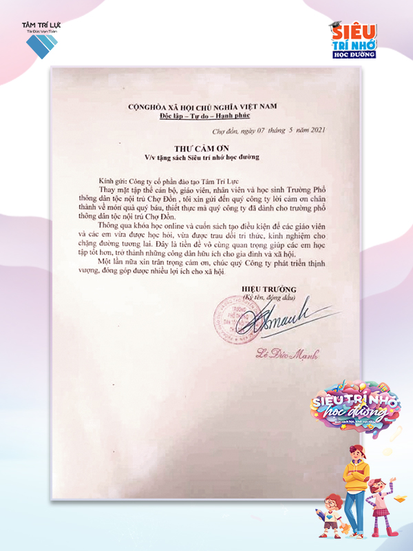 thư cảm ơn sau tour trường học - Hình 2