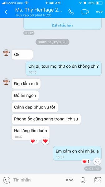 tin nhắn cảm ơn khách hàng sau tour