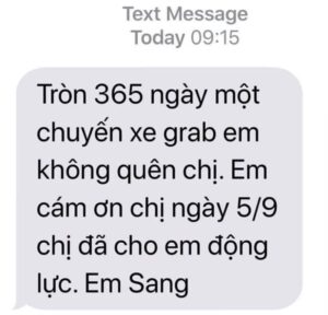 tin nhắn cảm ơn tài xế