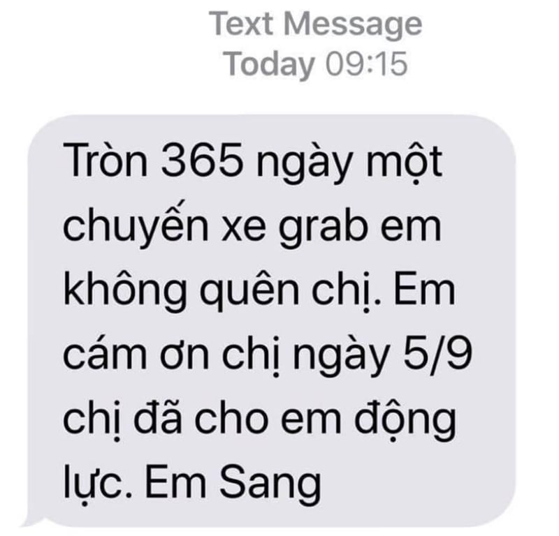 tin nhắn cảm ơn tài xế
