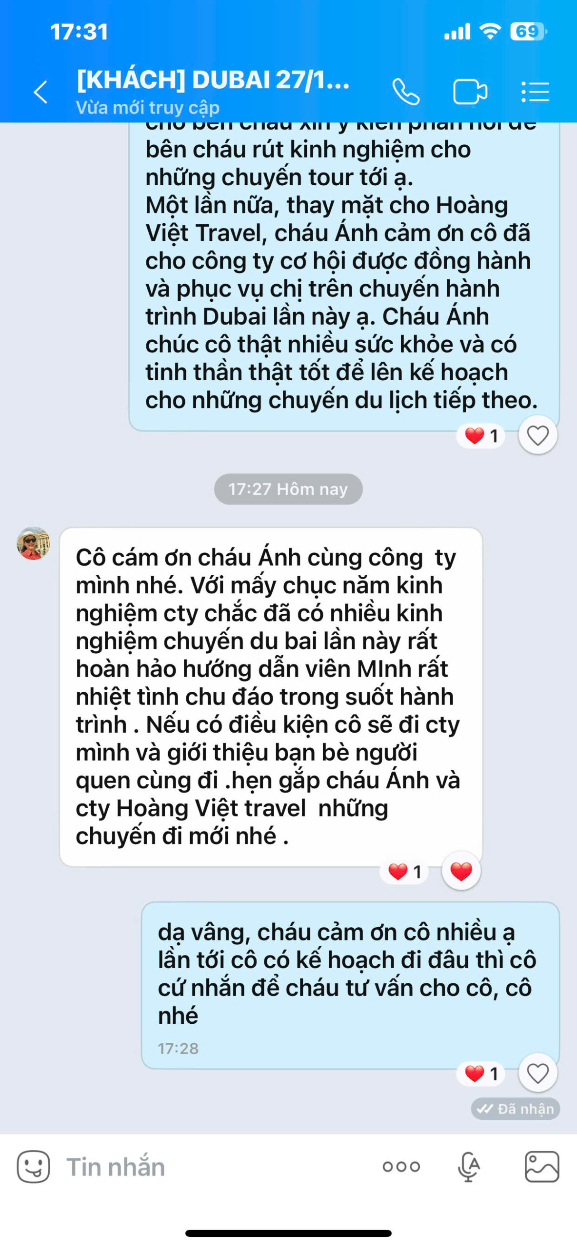 tin nhắn chúc khách hàng trước tour - Hình 1